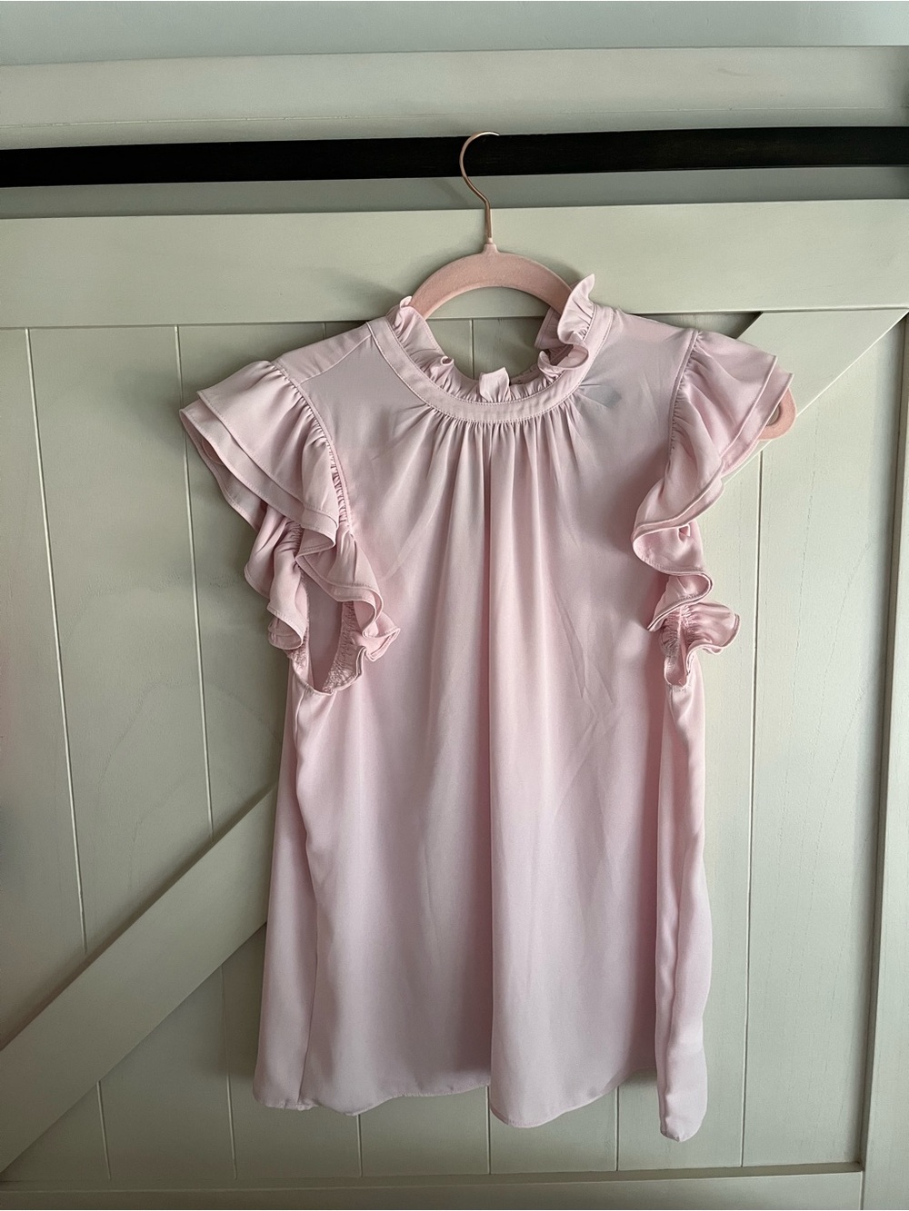 Express Soft Pink Ruffle Sleeve Blouse